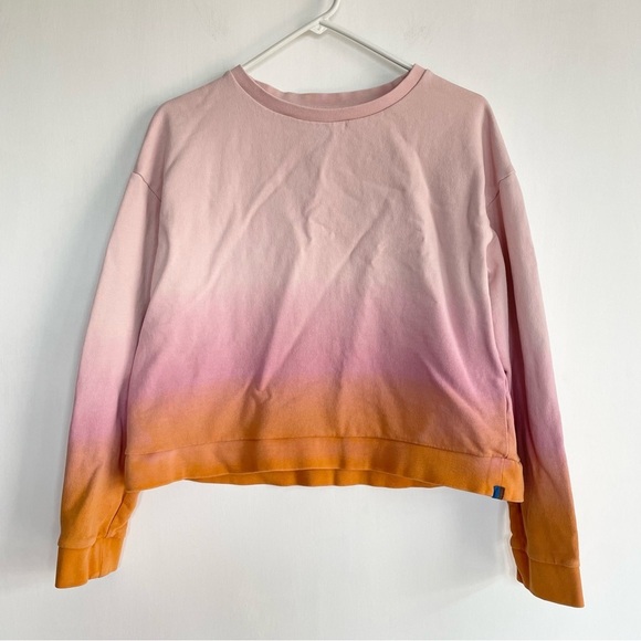 Kule the Summer Ombre Cropped Sweater Pink and Orange Sweatshirt Crew Neck M - Picture 4 of 14